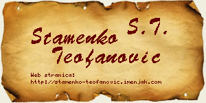 Stamenko Teofanović vizit kartica